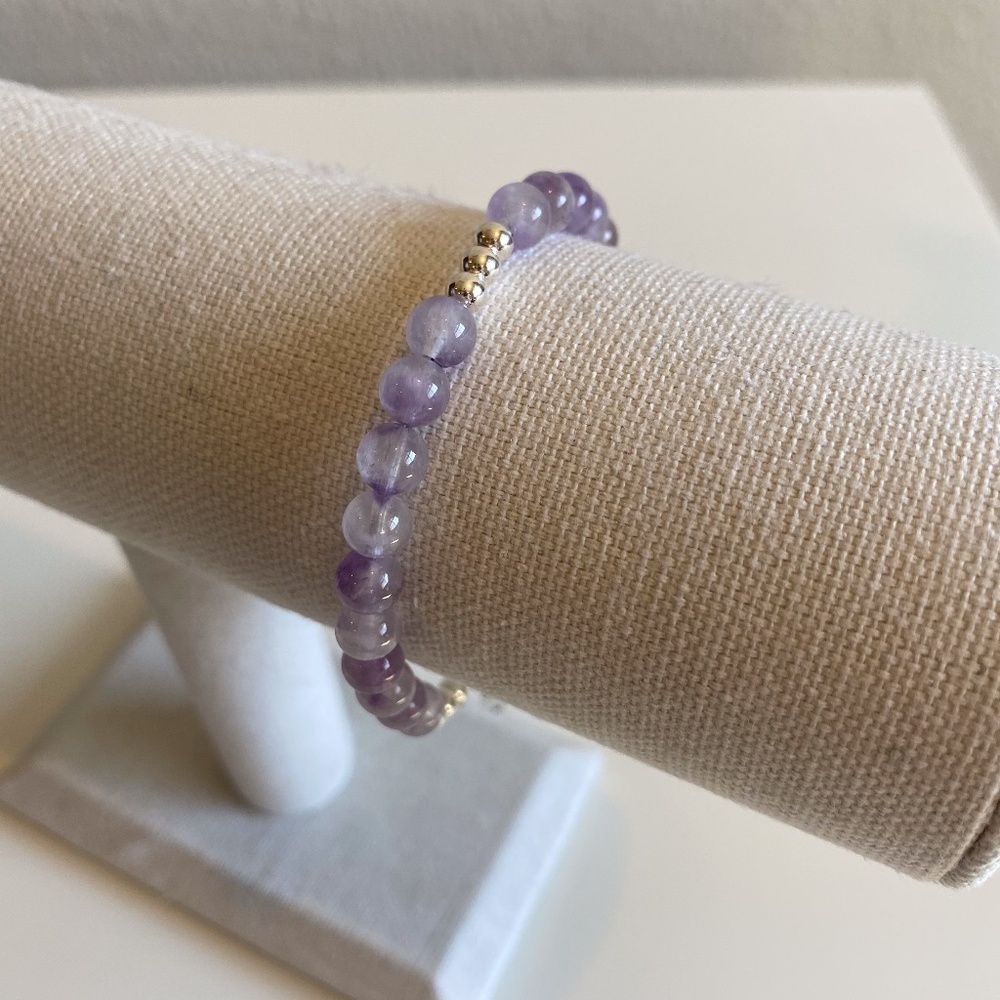 Hand Crafted Amethyst Stone Bead Bracelet